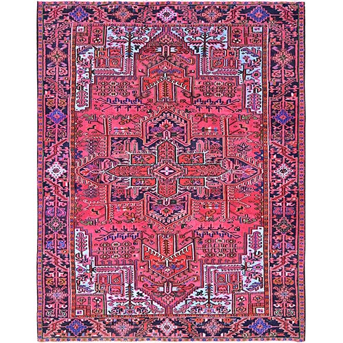 Pale Violet Red, Semi Antique Persian Heriz, Good condition, Pure Wool, Hand Knotted, Cleaned, Sides and Ends Secured, Oriental 