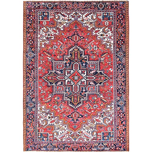 Husker Red, Semi Antique Persian Heriz, Hand Knotted, Pure Wool, Great Condition, Sides and Ends Professionally Secured, Cleaned, Oriental 