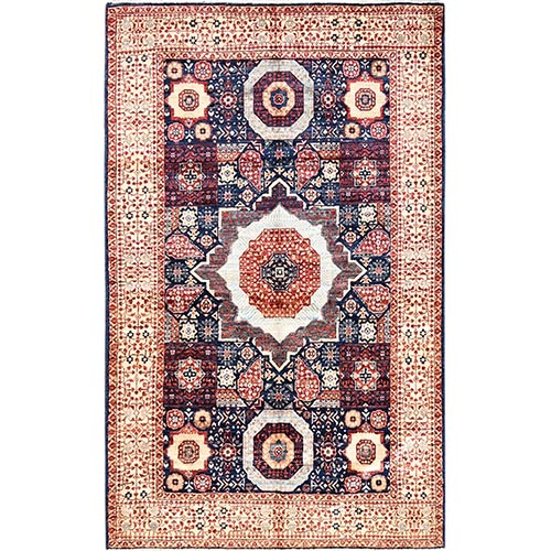 Berry Blue, Natural Dyes, Hand Knotted, 14th Century Mamluk Dynasty Pattern, 200 KPSI, Pure Wool, Oriental Rug