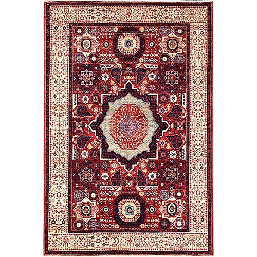 Desire Red, 14th Century Mamluk Dynasty Pattern, Natural Dyes, Extra Soft Wool, 200 KPSI, Hand Knotted, Oriental Rug