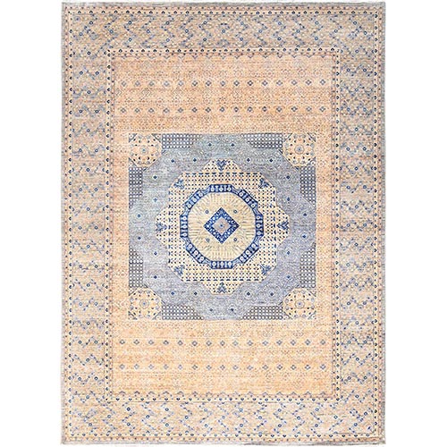 Almond Brown, 14th Century Mamluk Dynasty Pattern, 200 KPSI, Vegetable Dyes, Soft Wool, Hand Knotted, Oriental Rug