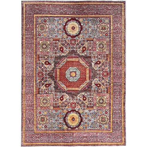 Cadet Gray, 200 KPSI, Natural Dyes, 100% Wool, Hand Knotted, 14th Century Mamluk Dynasty Pattern, Oriental Rug