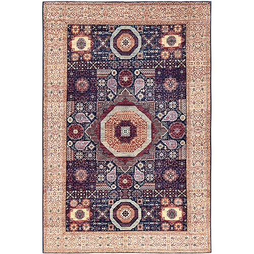 Traditional Royal Blue, 14th Century Mamluk Dynasty Pattern, 200 KPSI, Vegetable Dyes, Natural Wool, Hand Knotted, Oriental Rug