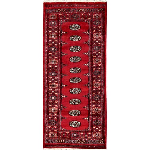 Lipstick Red, Princess Bokara withTribal Medallions, Natural Dyes, Extra Soft Wool, Hand Knotted, Runner Oriental Rug