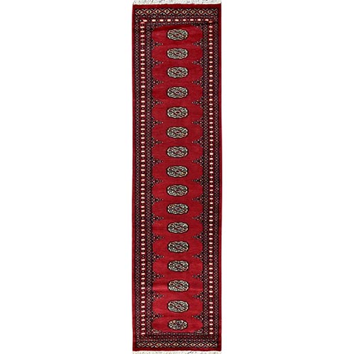 Rose Red, Princess Bokara with Geometric Medallions, Vegetable Dyes, Soft Wool, Hand Knotted, Runner Oriental Rug