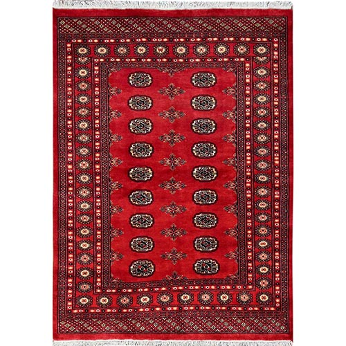 Rose Red, Princess Bokara with Geometric Medallions, Vegetable Dyes, Extra Soft Wool, Hand Knotted, Oriental Rug