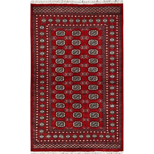 Blood Red, Princess Bokara with Tribal Medallions, Natural Dyes, Soft Wool, Hand Knotted, Oriental Rug