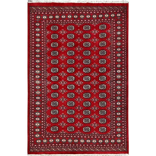 Crimson Red, Princess Bokara with Geometric Medallions, Vegetable Dyes, 100% Wool, Hand Knotted, Oriental Rug