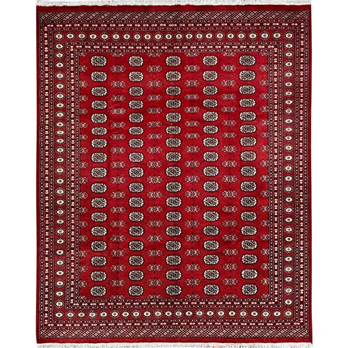 Ruby Red, Princess Bokara with Tribal Medallions, Natural Dyes, 100% Wool, Hand Knotted, Oriental Rug