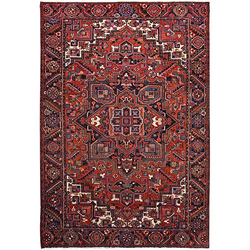 Venetian Red, Semi Antique Persian Heriz, Good Condition, Pure Wool, Hand Knotted, Sides and Ends Professionally Secured, Cleaned, Oriental 