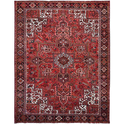 Million Dollar Red, Hand Knotted Semi Antique Heriz and Medallion Design With Vibrant Colors, Glorious 100% Wool, Clean Sides and Ends Professionally Secured, Soft and Full Pile, Oriental Rug 