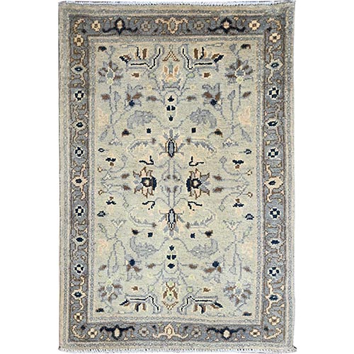 James White with Serious Gray,  Vegetable Dyes, 100% Wool, Afghan Serapi Heriz Design, Hand Knotted and Densely Woven, Mat Oriental Rug 