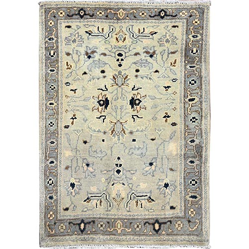 Alabaster White, Extra Soft Wool Afghan Serapi Heriz Design, Hand Knotted and Densely Woven, Mat Oriental Natural Dyes Rug