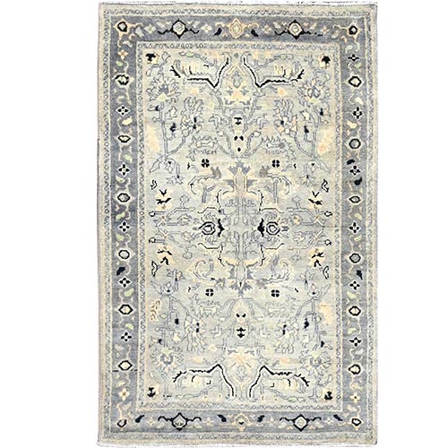 Grandma and Dolphin Gray, Extra Soft Wool Serapi Heriz Design, Hand Knotted and Densely Woven, Oriental Natural Dyes Rug