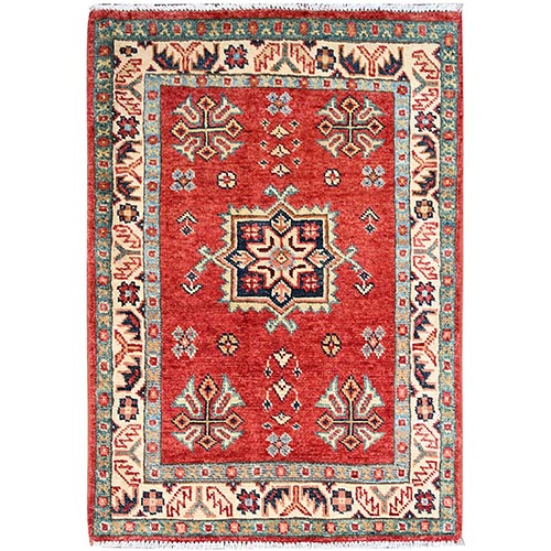 Chili Oil Red, Natural Dyes Afghan Special Kazak Organic Wool Geometric Design, Mat Oriental Densely Woven 