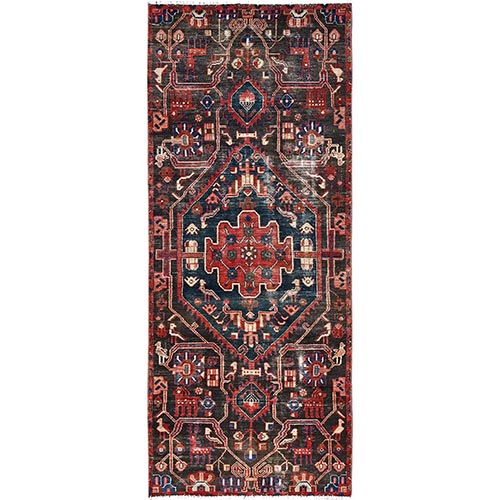 Grenedier Red, Good Condition and Sheared Low, Vintage Northwest Persian, Sides and Ends Professionally Secured and Cleaned, Evenly Worn, Hand Knotted, Natural Wool, Distressed Wide Runner, Oriental 