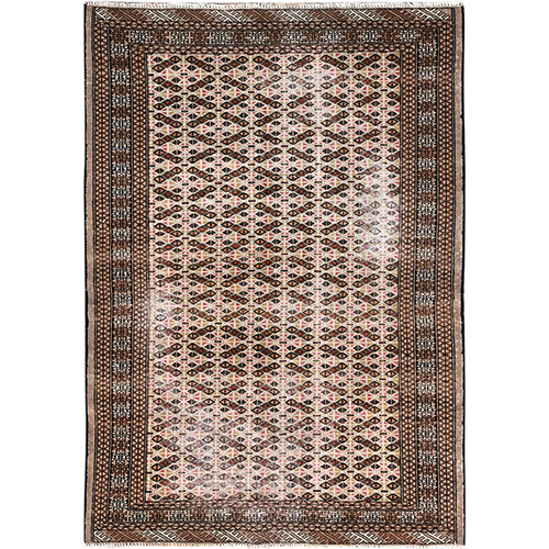 Desert Sand Orange, Vintage Persian Tourkaman With Repetitive All Over Design, Hand Knotted Abrash Distressed Evenly Worn Organic Wool, Cropped Thin Oriental Rug