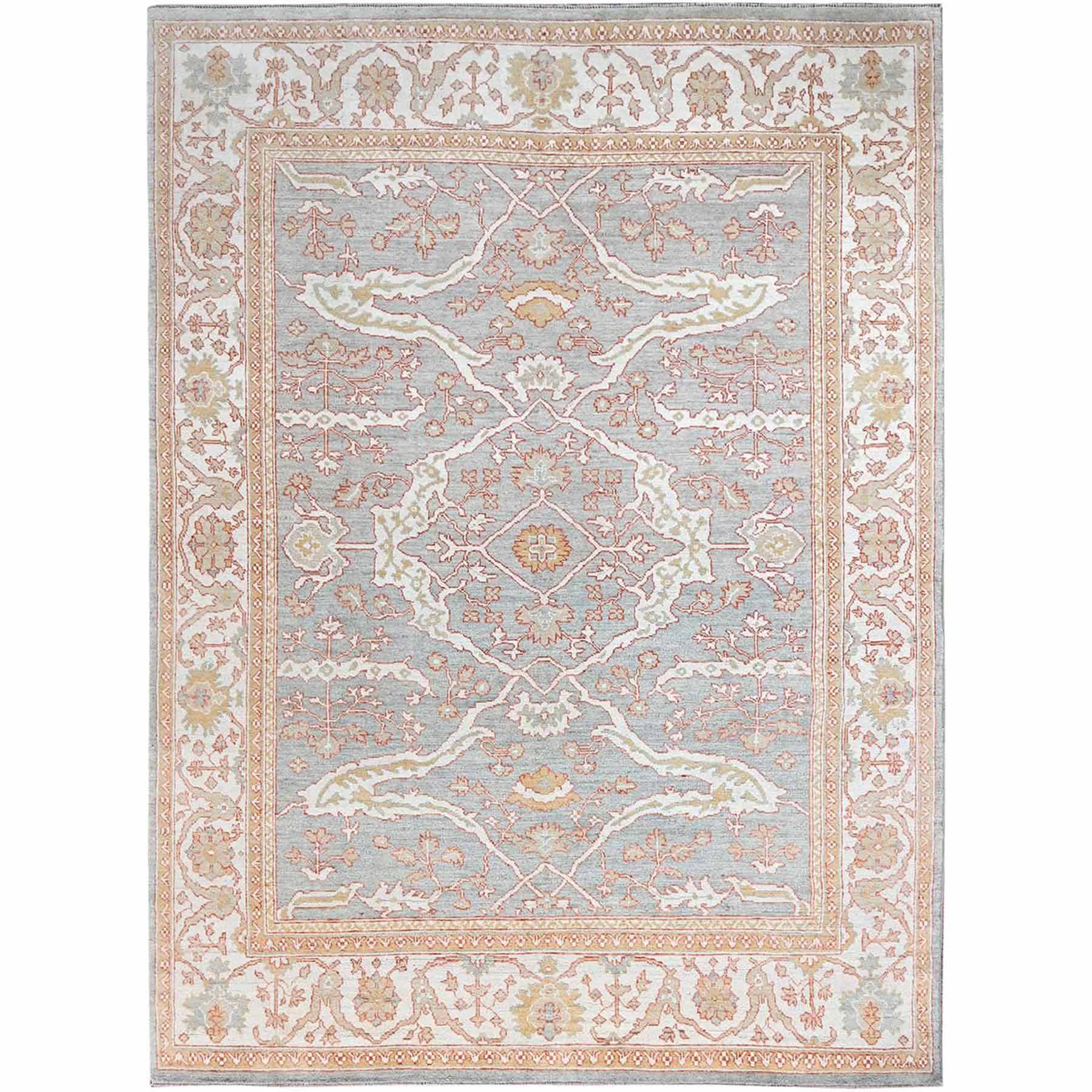 Oushak-And-Peshawar-Hand-Knotted-Rug-432535