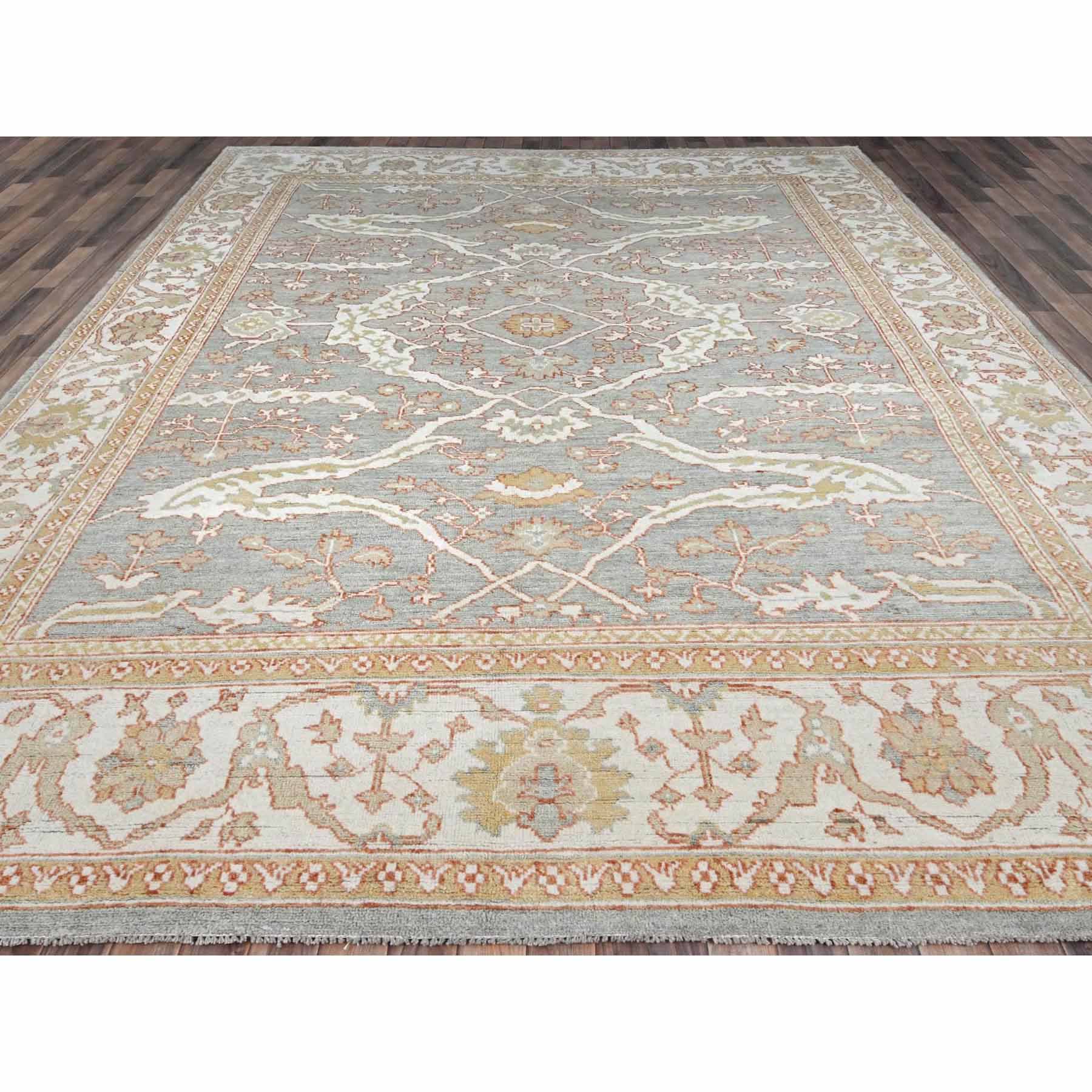 Oushak-And-Peshawar-Hand-Knotted-Rug-432535