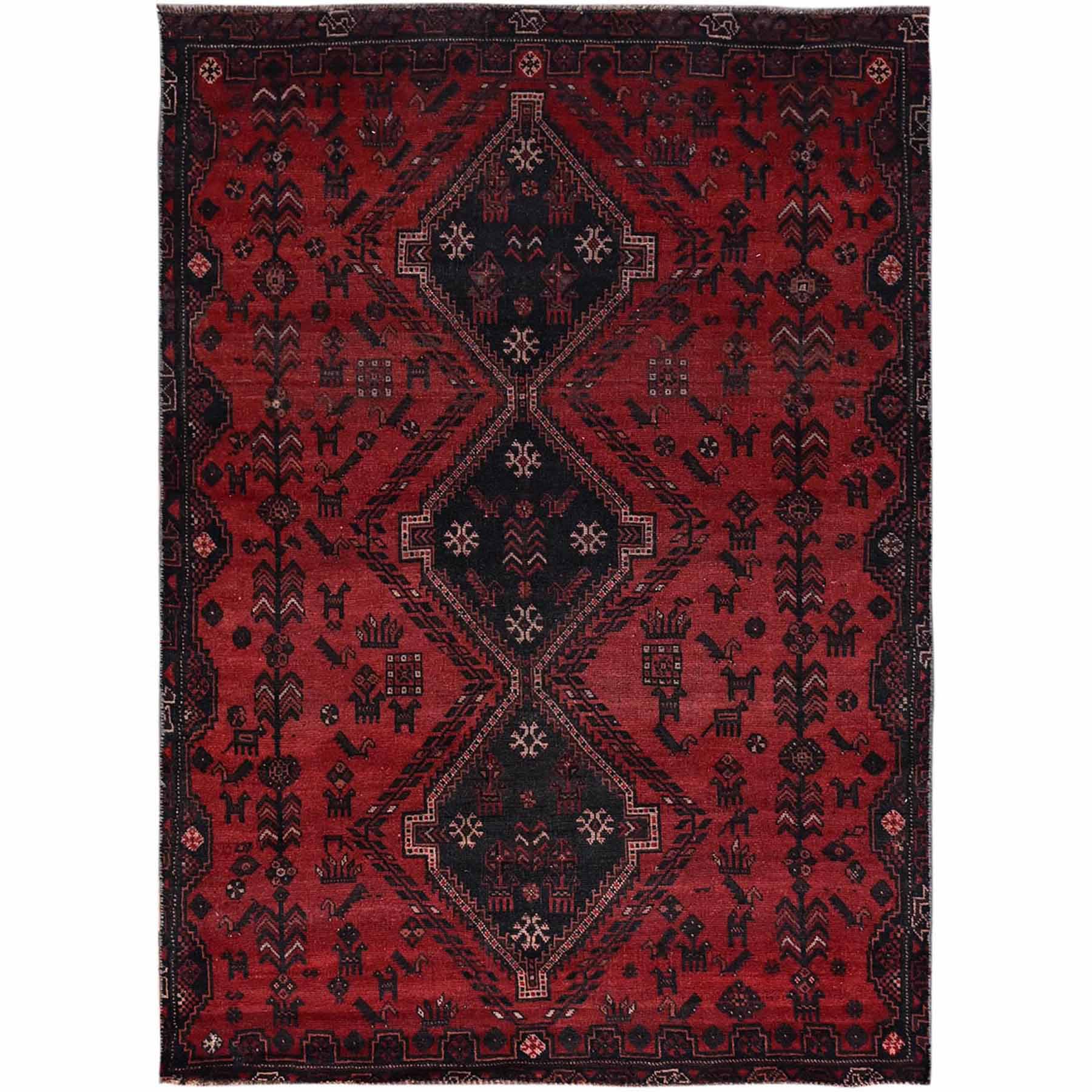 Overdyed-Vintage-Hand-Knotted-Rug-433380