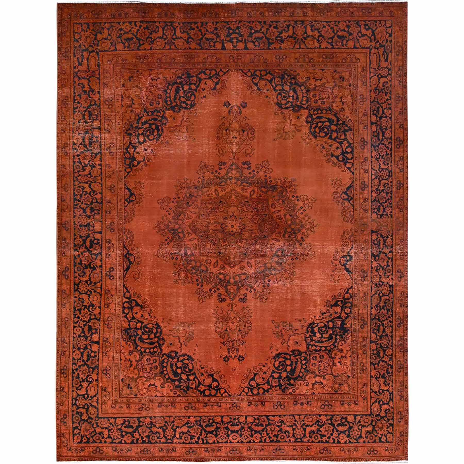 Overdyed-Vintage-Hand-Knotted-Rug-434670