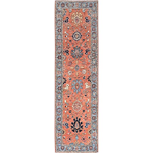 Sun Baked Orange, Natural Wool Hand Knotted, Aryana Collection, Afghan Persian With Densely Woven and Vegetable Dyes, Runner Oriental 