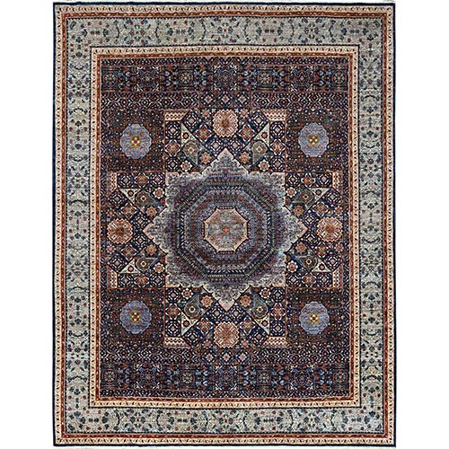 Legion and Baby Blue, 200 KPSI, Organic Wool, Hand Knotted, 14th Century Mamluk Dynasty Pattern, Vegetable Dyes, Oriental Rug