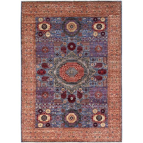 Ocean Blue and Shoji White, 200 KPSI, 14th Century Mamluk Dynasty With Medallions Design, Hand Knotted Natural Wool, Vegetable Dyes, Oriental Rug