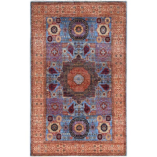 Azure Blue and Aesthetic White, Vegetable Dyes, Hand Knotted Medallions Design, 200 KPSI, Pure Wool, 14th Century Mamluk Dynasty Oriental Rug