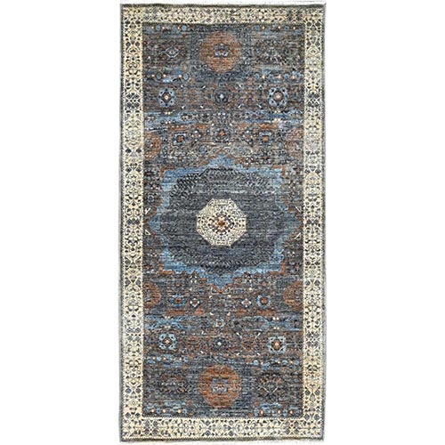 Swarovski Gray, 200 KPSI, Natural Dyes, Hand Knotted, 14th Century Mamluk Dynasty Pattern, All Wool, Oriental Rug