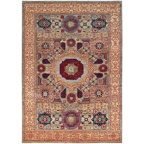 Hazelnut Brown, 14th Century Mamluk Dynasty Pattern, 200 KPSI, Soft Velvety Wool, Natural Dyes, Hand Knotted, Oriental Rug