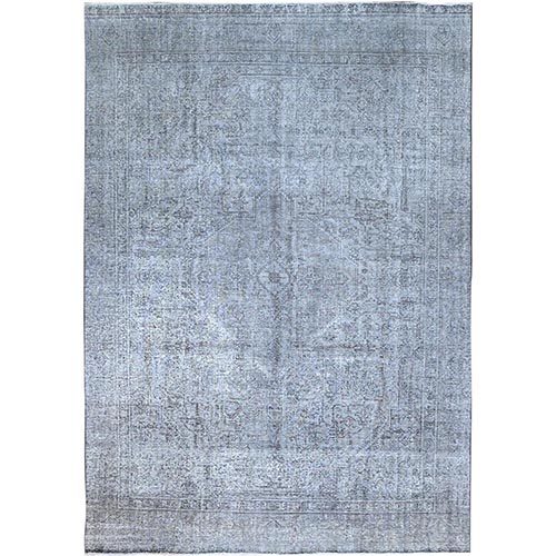 Frost Gray, Vintage Persian Tabriz, Distressed Look, Organic Wool, Cropped Thin, Sides and Ends Professionally Secured and Cleaned, Sheared Low, Hand Knotted, Oriental 