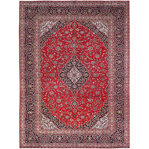 Ketchup Red, Full Pile Vintage Persian Kashan, Hand Knotted Cleaned and Sides and Ends Professionally and Secured, Natural Wool, Denser Weave Oriental Rug