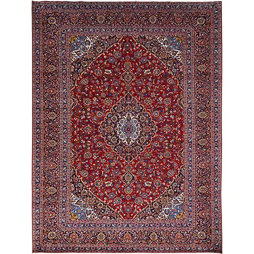 Terra Cotta Red, Vintage Full Pile Persian Kashan, Hand Knotted Natural Dyes, Denser Weave, Rural Heritage, Soft Wool Oriental Rug