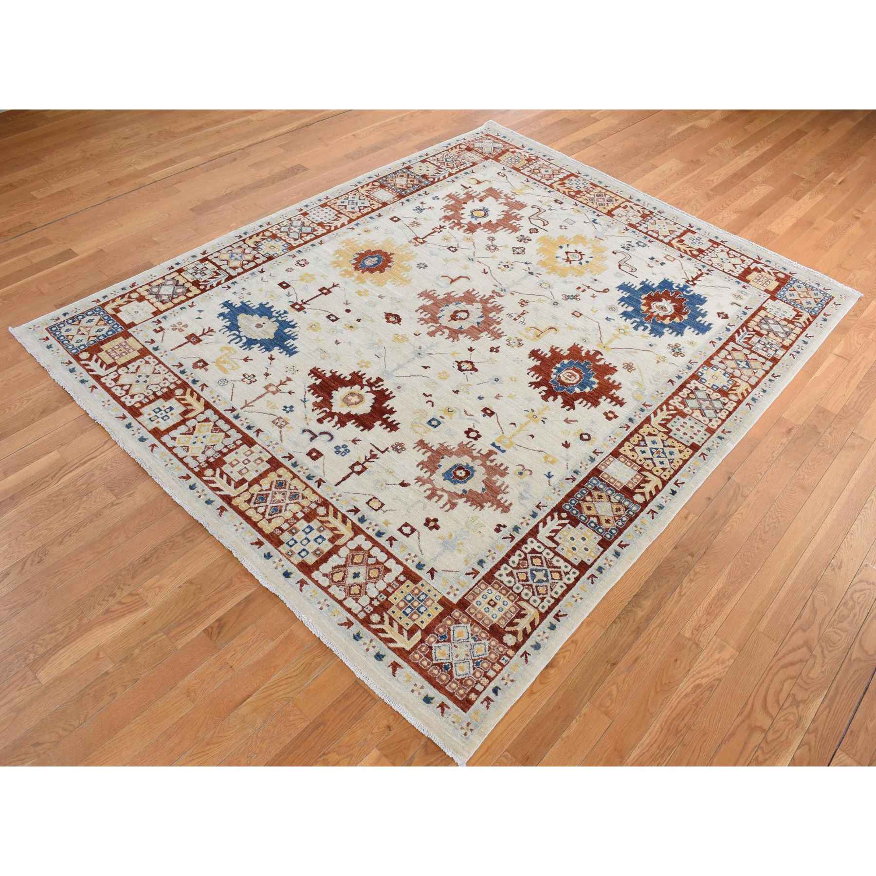 Oushak-And-Peshawar-Hand-Knotted-Rug-435050