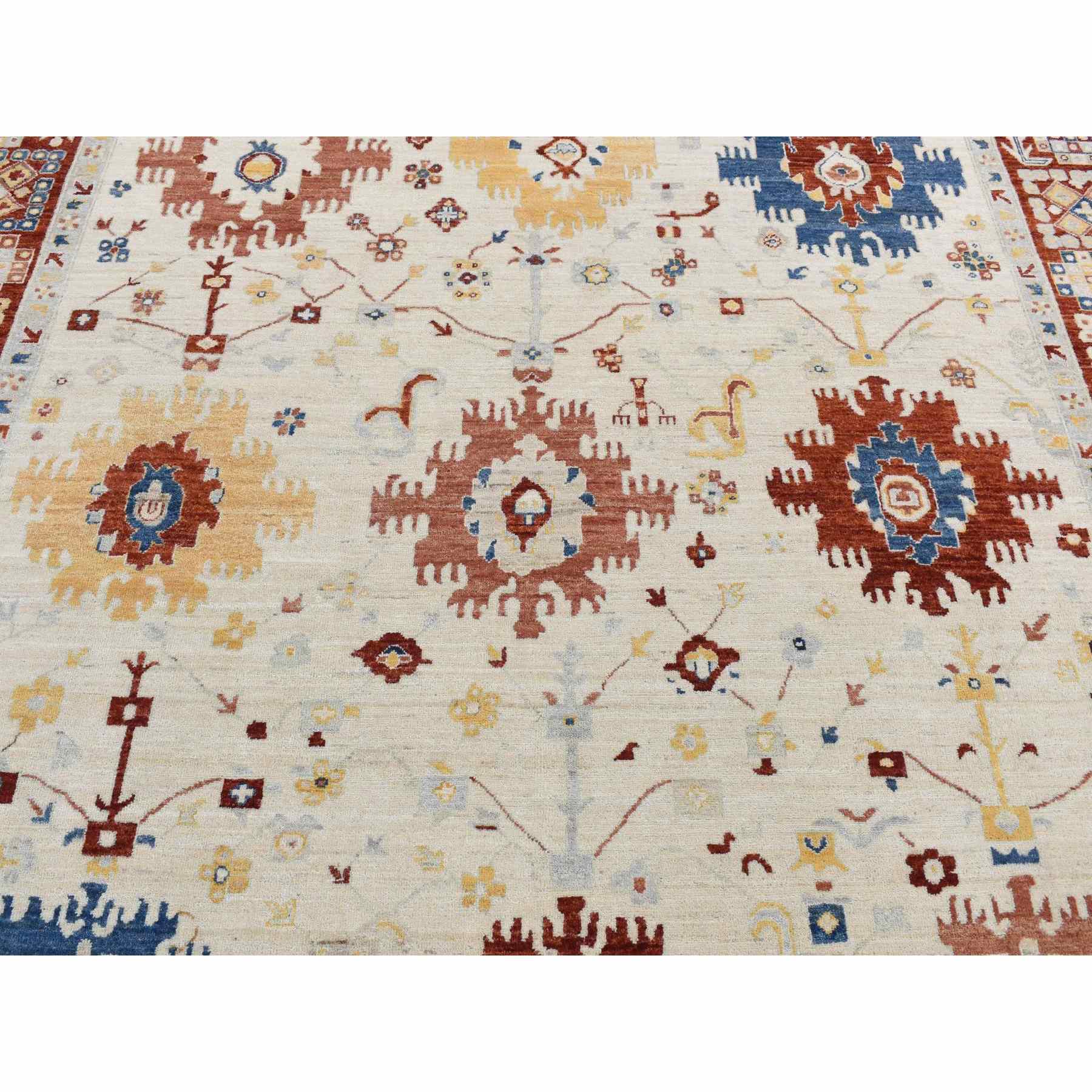 Oushak-And-Peshawar-Hand-Knotted-Rug-435050