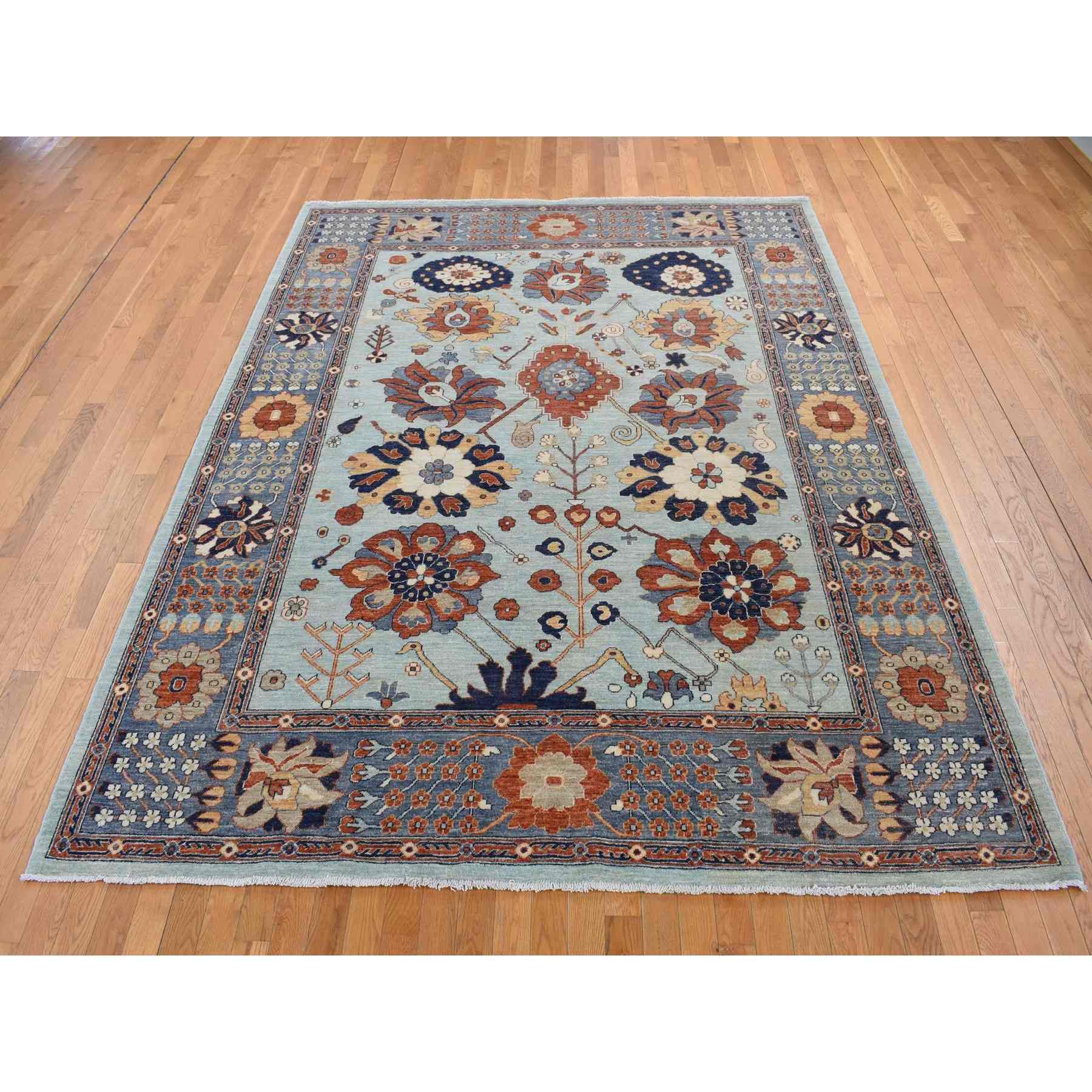 Oushak-And-Peshawar-Hand-Knotted-Rug-435265