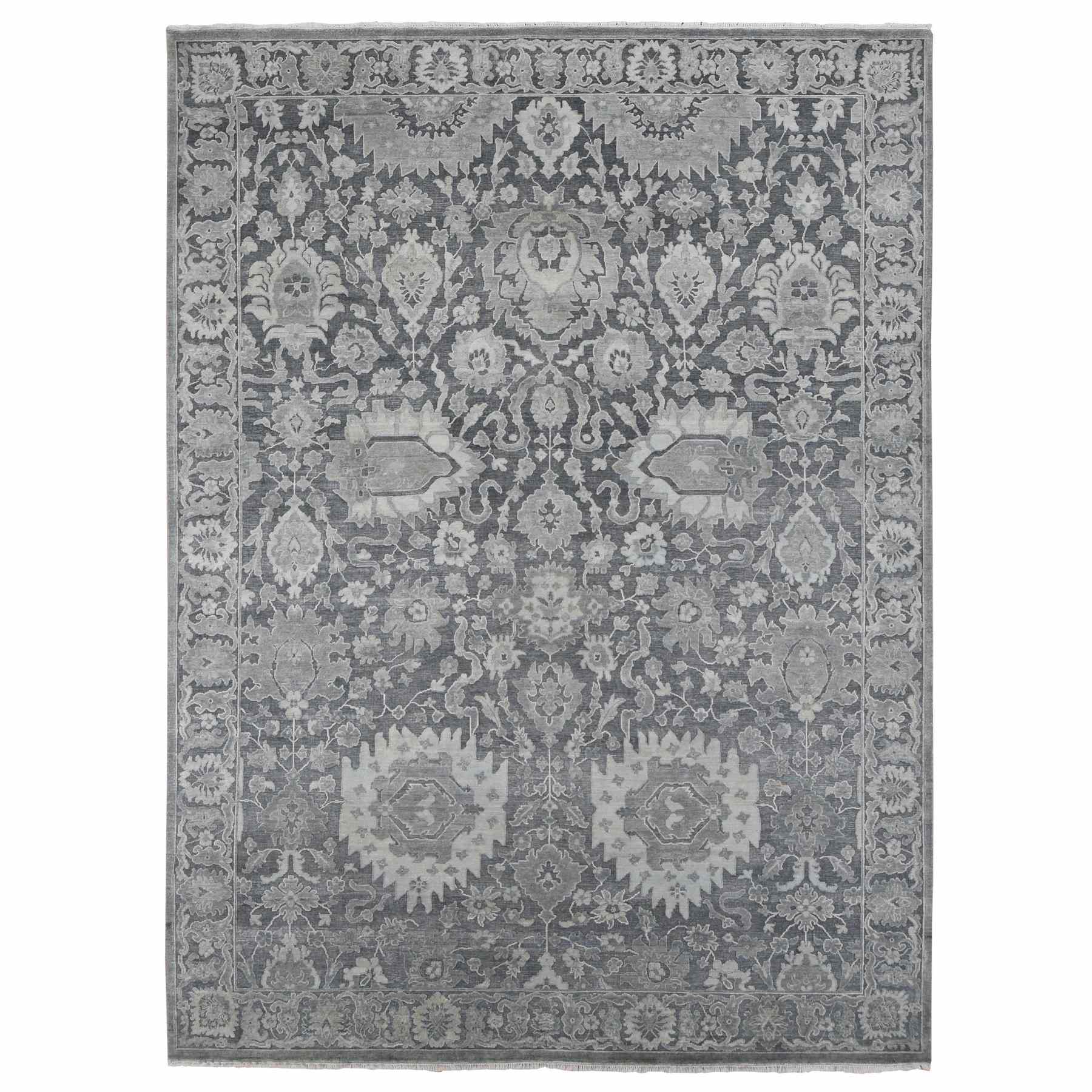 Oushak-And-Peshawar-Hand-Knotted-Rug-435350