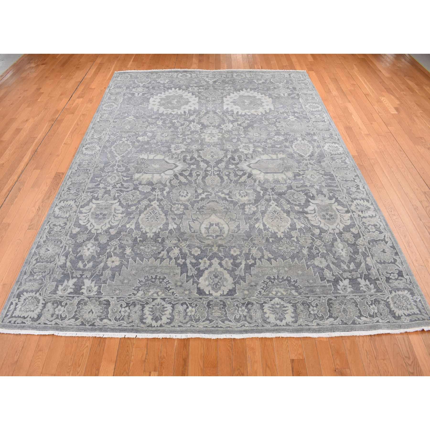 Oushak-And-Peshawar-Hand-Knotted-Rug-435350
