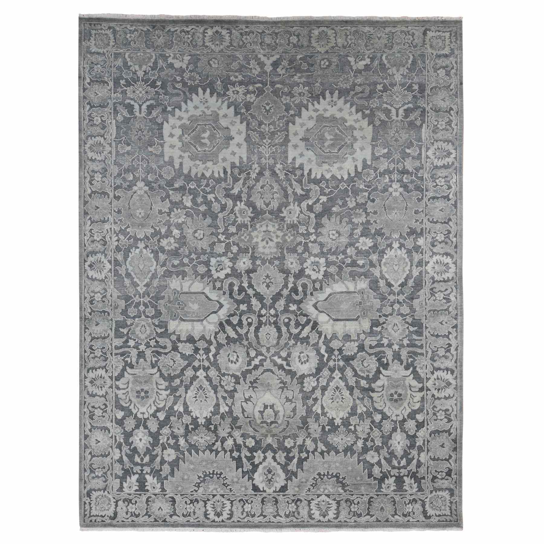 Oushak-And-Peshawar-Hand-Knotted-Rug-435390