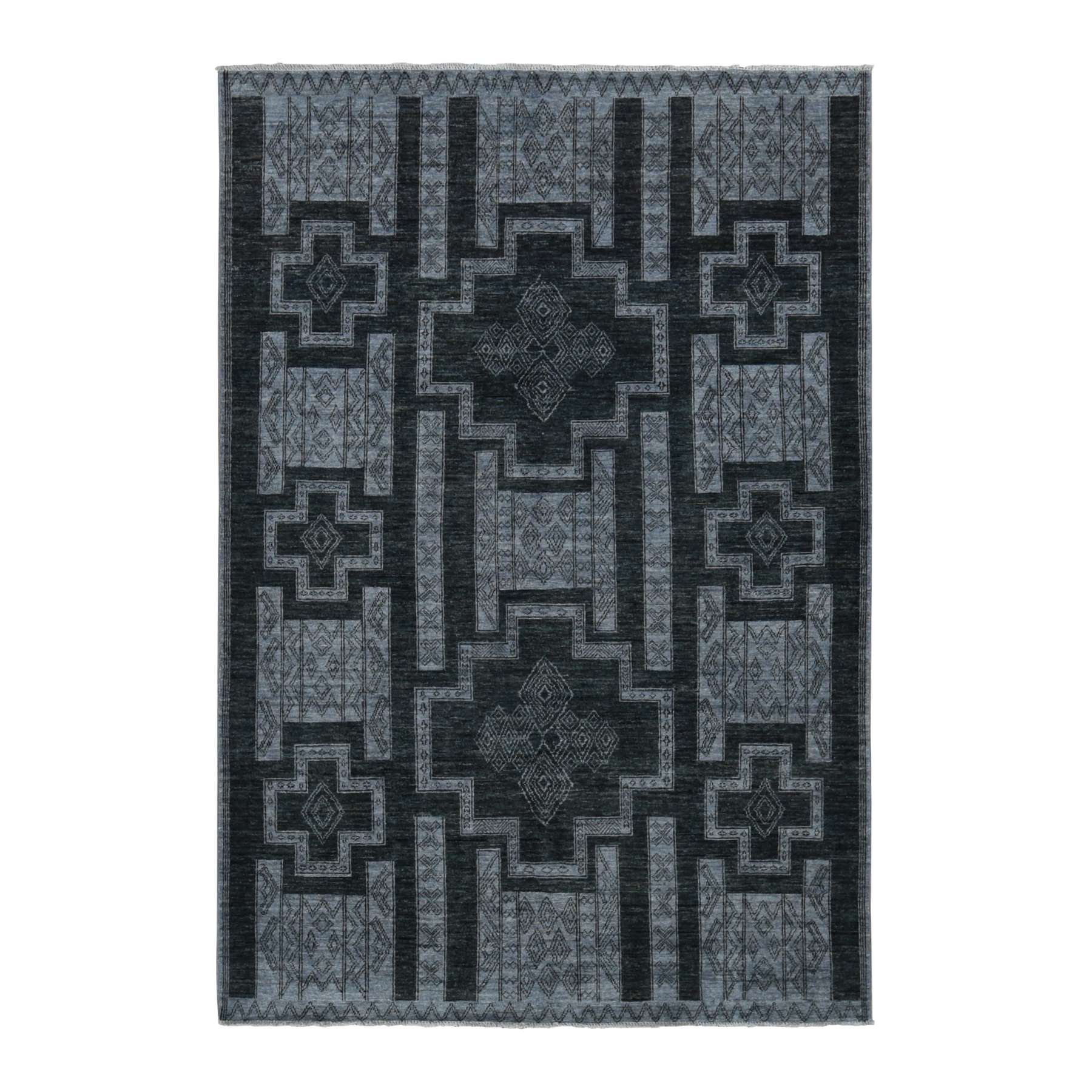 Tribal-Geometric-Hand-Knotted-Rug-435055