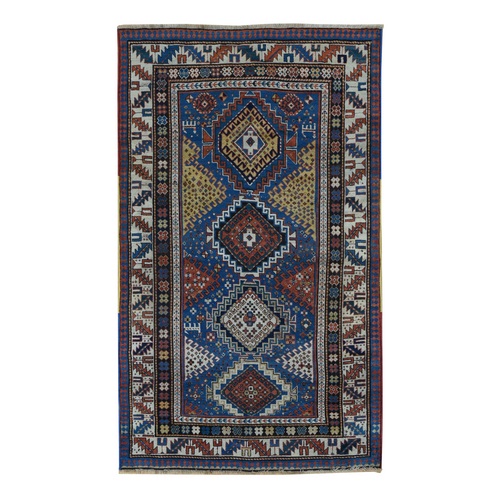 Aegean Blue, Antique Caucasian Kazak, All Wool, Hand Knotted, Mint Condition, Oriental Rug