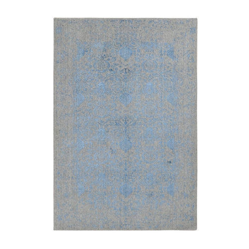 Ruddy Blue, Hand Loomed, Broken Pomegranate Design, Tone on Tone, Oriental Rug