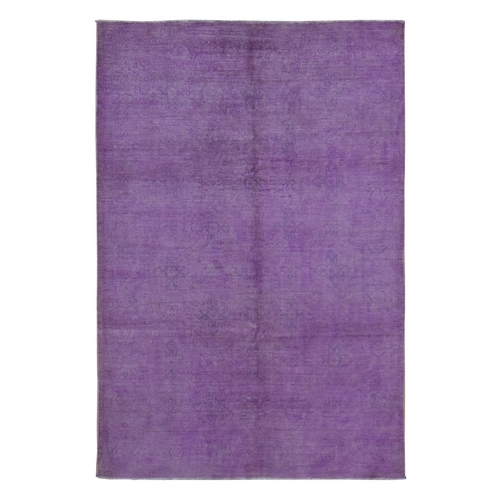 Amethyst Purple, Overdyed Peshawar, Pure Wool, Hand Knotted, Oriental Rug