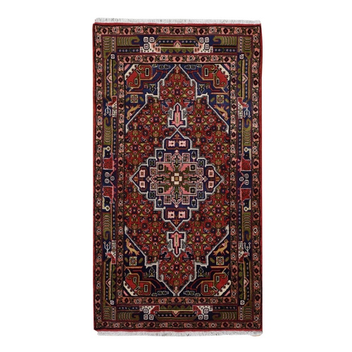 Imperial Red, New Bohemian Persian, Geometrical Flower Center Medallion, Dense Weave, Pure Wool, Hand Knotted, Oriental Rug