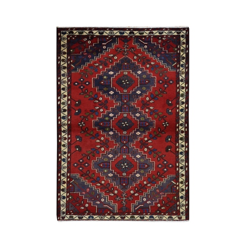 Cardinals Red, New Bohemian Persian Malayer, Pure Wool, Tribal Design, Hand Knotted, Oriental Rug