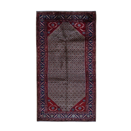 Saddle Brown, New Persian Serab, Trellis Flower Design, Camel Hair Full Pile, Pure Wool, Hand Knotted, Gallery Size Runner Oriental Rug