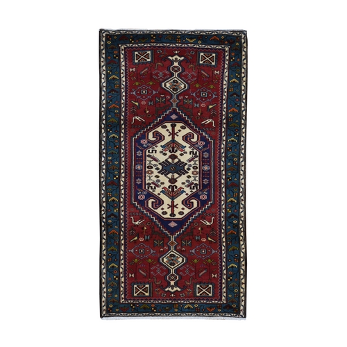 Maroon Red, Pure Wool, Hand Knotted, New Persian Mosel, Runner Oriental Rug