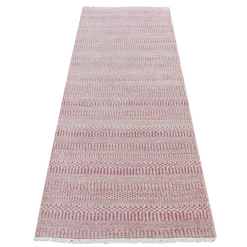 Blush Pink, Grass Design, Gabbeh, Wool and Silk, Hand Knotted, Runner Oriental 