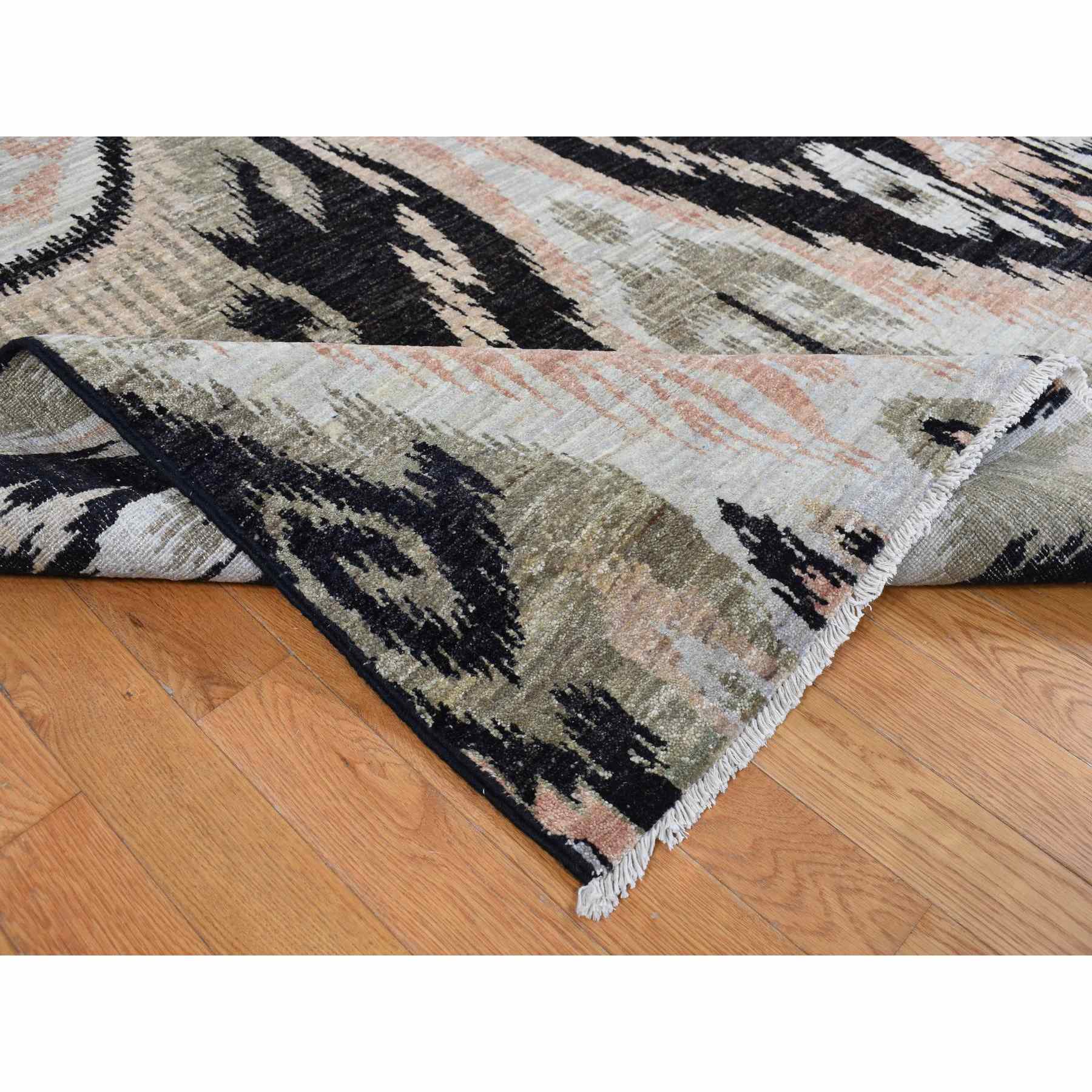 Ikat-And-Suzani-Design-Hand-Knotted-Rug-437565
